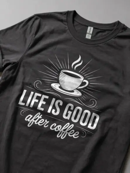 Minimalist Coffee Lover T-Shirt – Life Is Good After Coffee - Image 5