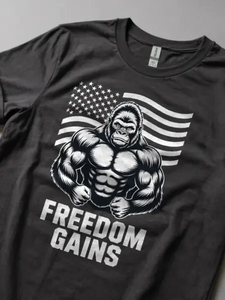 Freedom Gains Patriotic Gym Shirt – Bold USA Flag Workout Tee - Image 5