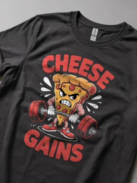Cheese Gains Pizza Gym Shirt – Funny Workout Tee for Foodie Lifters - Image 5
