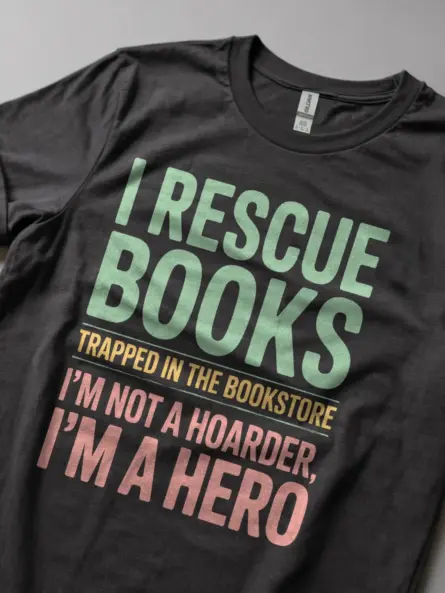 Rescue Books Shirt – Funny Vintage Tee for Book Hoarders & Heroes - Image 5