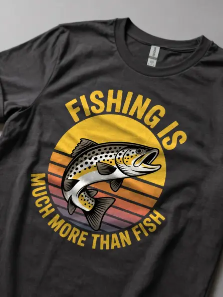 Retro Fishing Shirt – Bold Sunset Trout Tee for Outdoor Nostalgia - Image 6