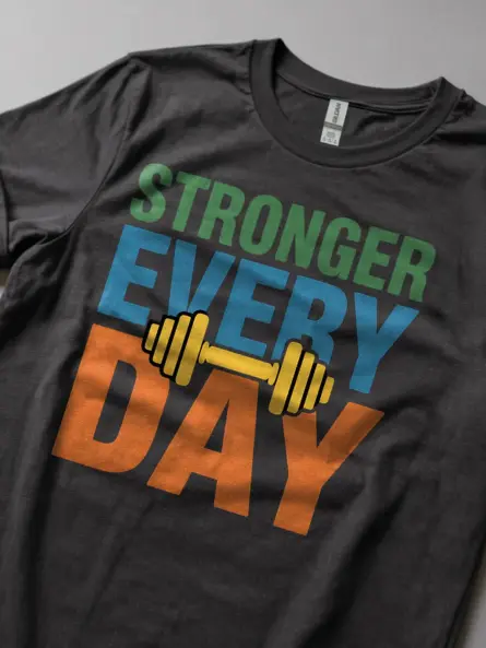 Empowering Strength Training T-Shirt – Stronger Every Day Dumbbell Tee - Image 5