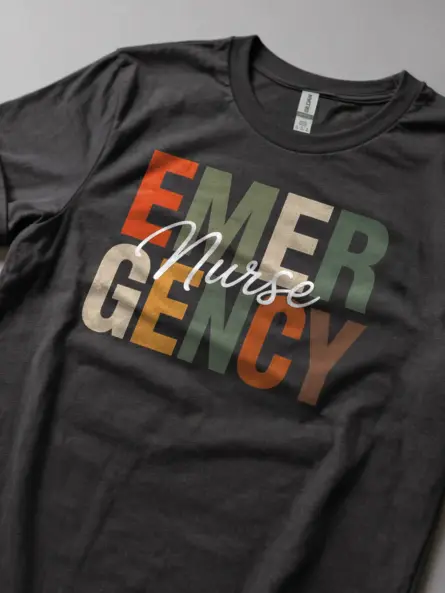 dark heather emergency nurse shirt lifestyle shot