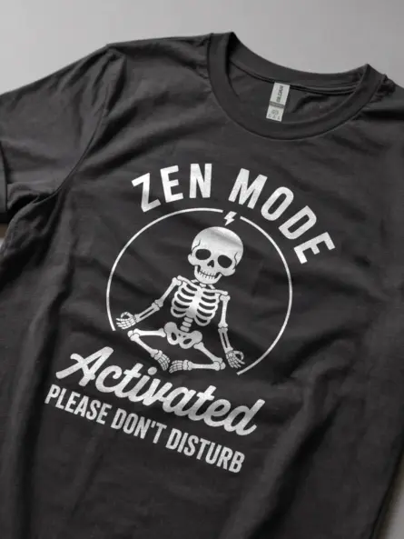 Dark Heather Shirt Skeleton Zen Mode T-Shirt