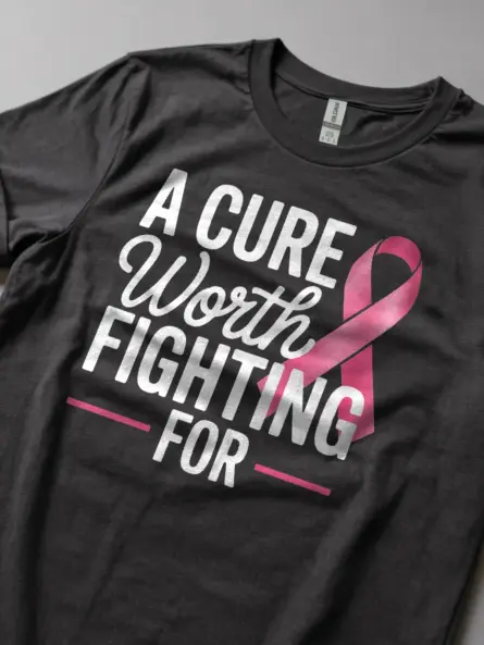 A Cure Worth Fighting For Shirt – Bold Pink Ribbon Awareness Tee - Image 6