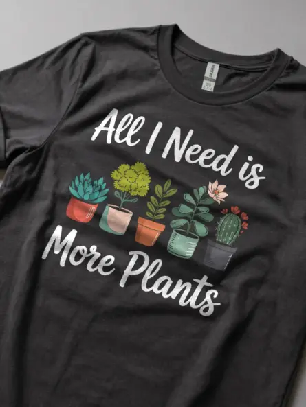 Minimalist Plant Lover T-Shirt – “All I Need Is More Plants” - Image 6