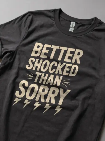 Dark Heather Better Shocked Than Sorry Shirt Lifestyle – lightning bolt graphic tee for electricians