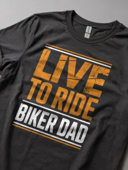 Bold Biker Dad Shirt – Live to Ride Vintage Distressed Tee for Men - Image 5