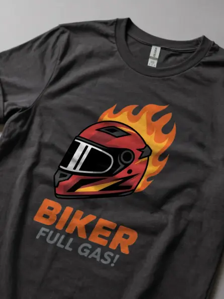 Explosive Biker Flame T Shirt – Full Gas Racing Style Tee - Image 5
