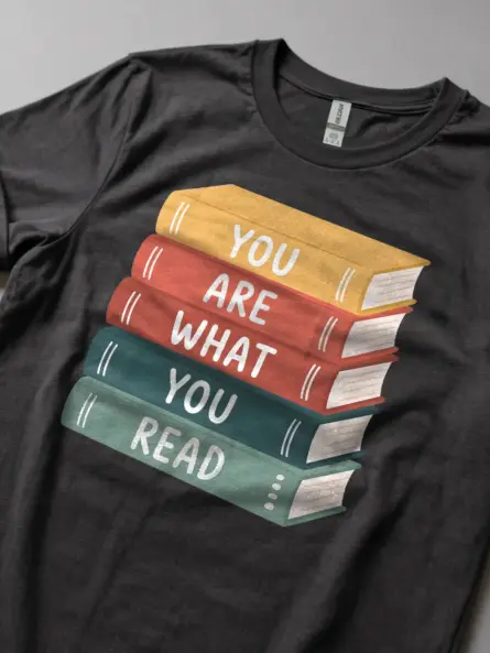 Book Stack T-Shirt – Pastel “You Are What You Read” Graphic Tee - Image 5