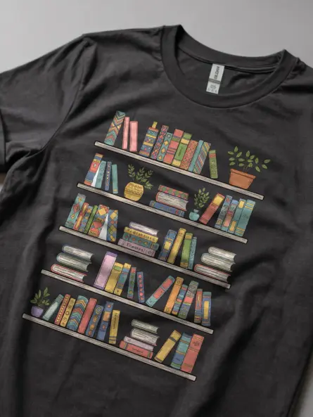 Bookshelf T-Shirt – Charming Graphic Tee for Cozy Book Lovers - Image 5