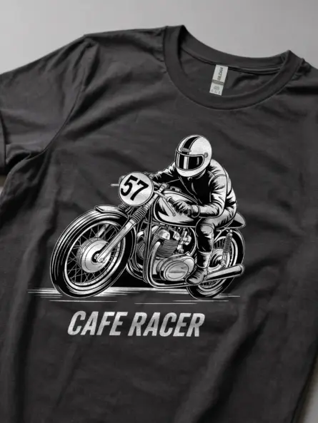 Gritty Cafe Racer T-Shirt – Vintage Motorcycle Racing Graphic Tee - Image 5