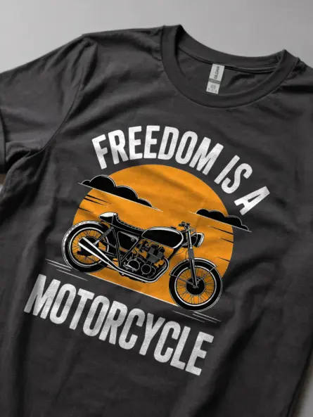 Vintage cafe racer shirt  – Bold Freedom Ride Graphic Tee - Image 5