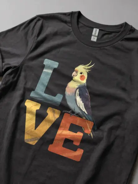 Cartoon Cockatiel Love T-Shirt for Bird Lovers - Image 5
