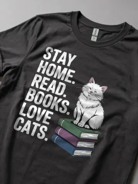 Cozy Cats Books T-Shirt – Minimalist Reading Tee for Introverts - Image 5