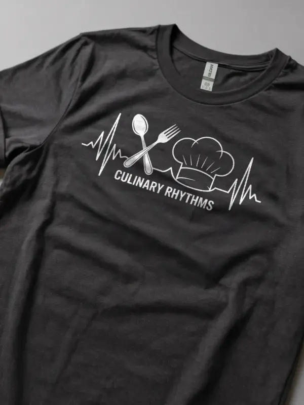 Lifestyle Dark Heather Culinary Tee – chef heartbeat t-shirt for kitchen staff
