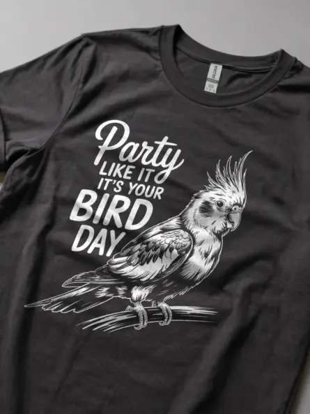 Cockatiel Birthday T-Shirt – Party Like It’s Your Bird Day Tee - Image 5