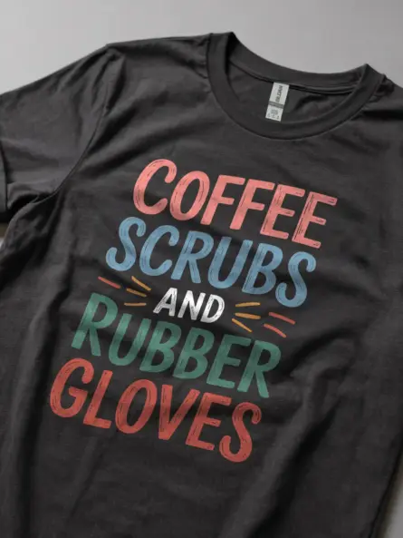Coffee Scrubs and Rubber Gloves Shirt – Nurse Humor Tee - Image 2