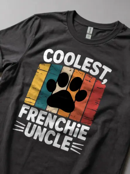 Coolest Frenchie Uncle T-Shirt – Retro Dog Gift for Him - Image 5