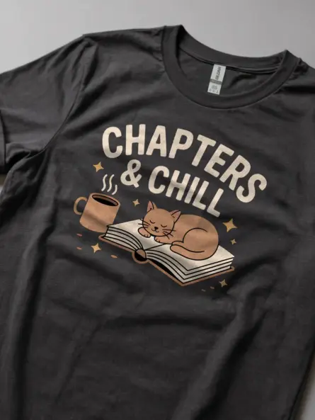 Cozy Reading T-Shirt – Chapters and Chill Cat Lover Tee - Image 5