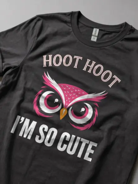 Adorable Cute Owl T-Shirt – Fun Pink Graphic Tee for Owl Lovers - Image 2