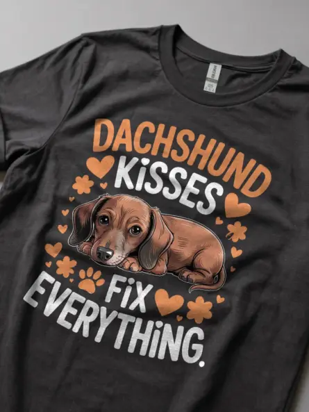 Dachshund Kisses Shirt – Sweet Floral Dog Mom Gift Tee - Image 2