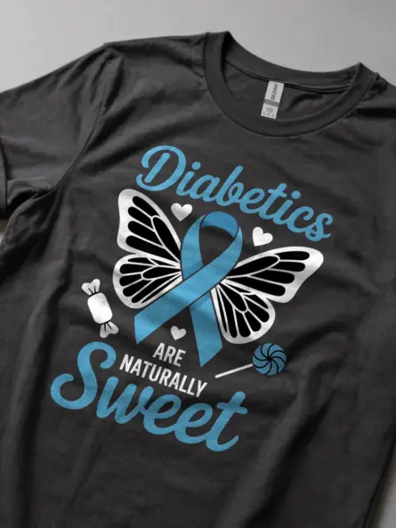 Sweet Diabetes Awareness T Shirt – Blue Ribbon Butterfly Tee - Image 8