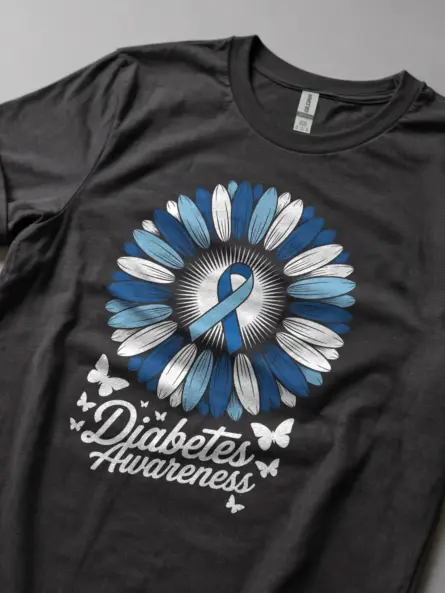 Diabetes Sunflower Shirt – Symbolic Blue Ribbon Awareness Tee - Image 5