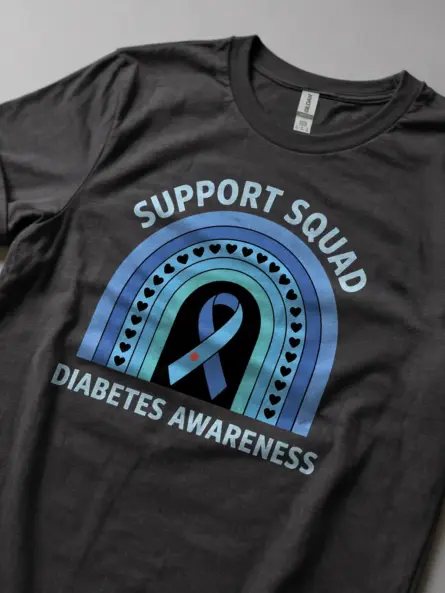 Diabetes Support T Shirt – Support Squad Rainbow Awareness Tee - Image 5
