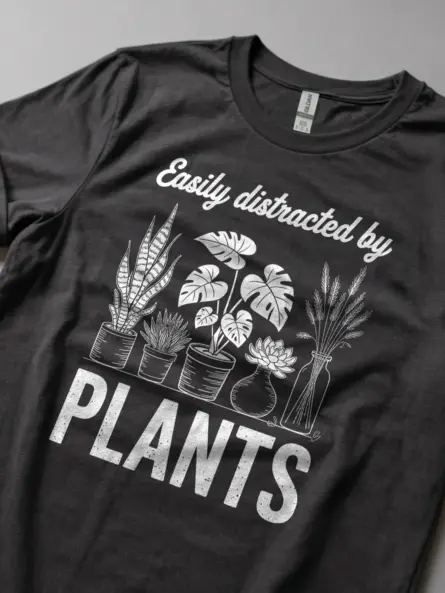Plant Lover T-Shirt – Easily Distracted by Plants - Image 6