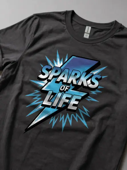 Electrician Motivational T-Shirt – Sparks of Life Blue Lightning Design - Image 5