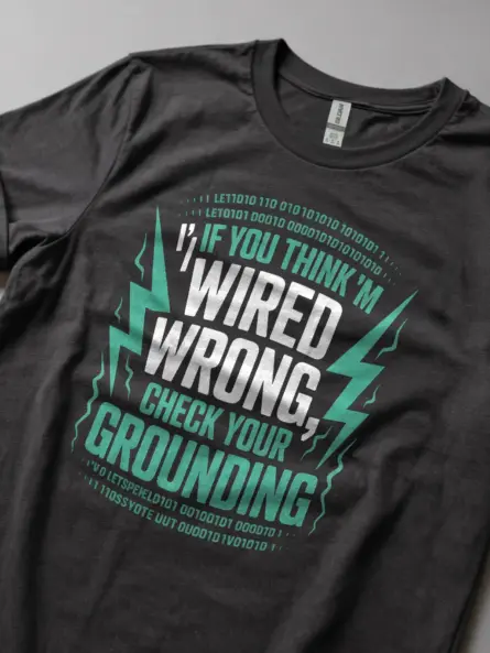 Electrician Pun T-Shirt – Wired Wrong Grounding Joke Gift for Coders - Image 6