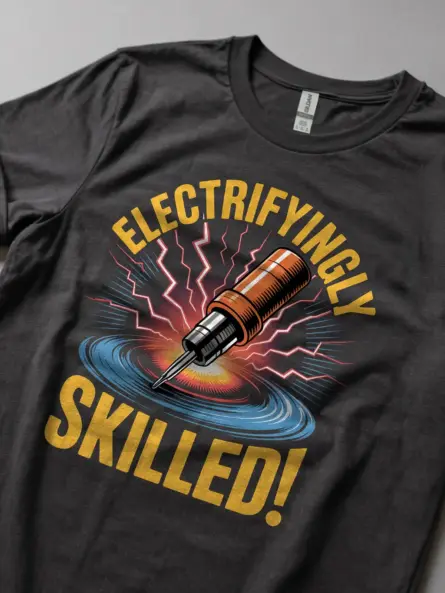 Electrifyingly Skilled Electrician Skills T-Shirt - Image 6