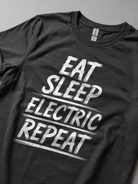Eat Sleep Electric Repeat Electrician Slogan T-Shirt - Image 6