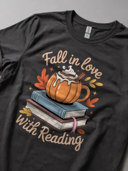 Fall Reading Shirt – Cozy Fall in Love with Reading Book Lover Tee - Image 5