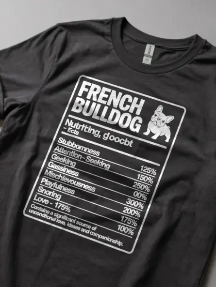 French Bulldog Nutrition Facts Shirt – Hilarious Dog Lover Tee - Image 5