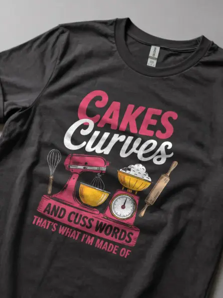 Funny Baking T-Shirt for Curvy Women – Cakes & Cuss Words - Image 5