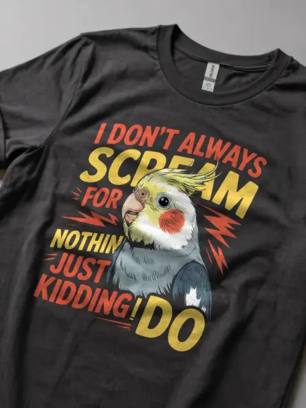 Funny Cockatiel Screaming T-Shirt for Bird Lovers - Image 2