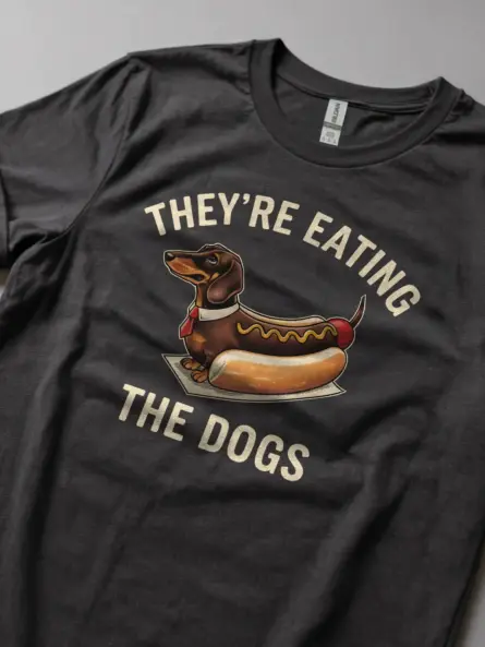 Funny Dachshund Parody T-Shirt – Political Satire Hotdog Design - Image 2