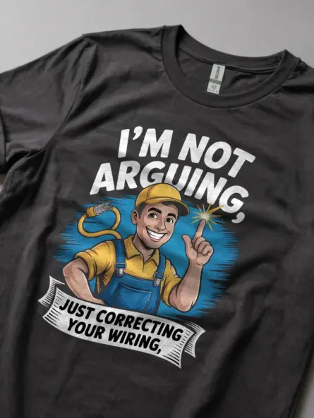 Dark Heather lifestyle cartoon electrician tee wiring tech