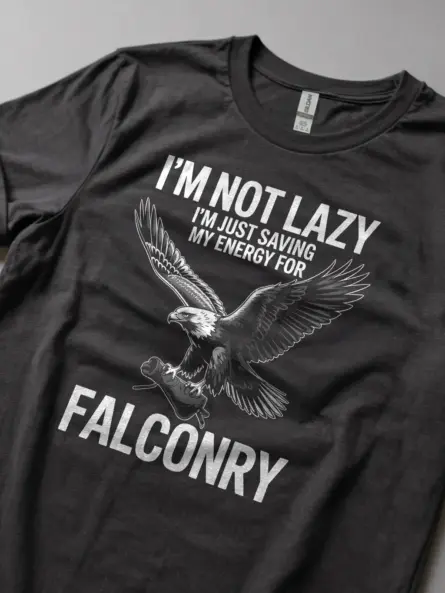 Funny Falconry Shirt for Falconers – Not Lazy Just Saving Energy Tee - Image 2