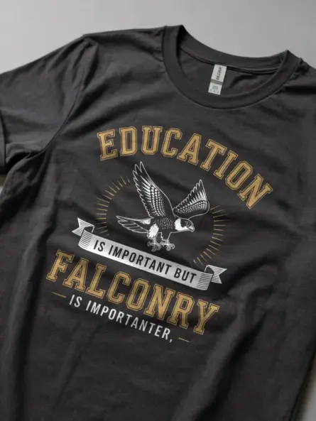 Funny Falconry T-Shirt – Education Is Importanter Graphic Tee - Image 2