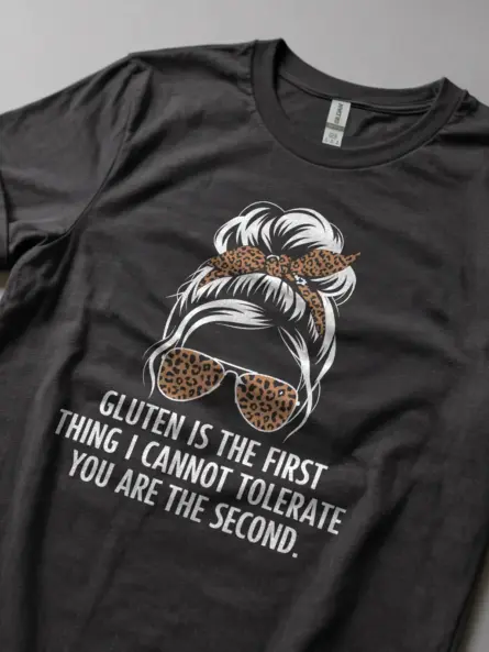 Funny Gluten Shirt – Bold Sarcastic Tee with Leopard Print Style - Image 2