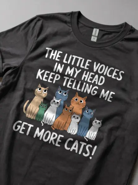 Funny Introvert Cat Shirt - Voices Say Get More Cats Tee - Image 5