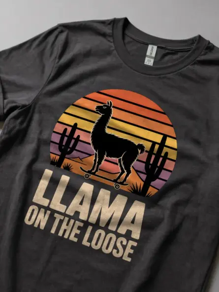 Funny Llama T-Shirt – “Llama on the Loose” Retro Humor Tee for Animal Lovers - Image 5