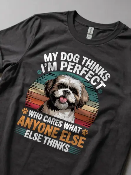 Funny Shih Tzu T-Shirt – Vintage Dog Mom Graphic Tee with Heart - Image 6