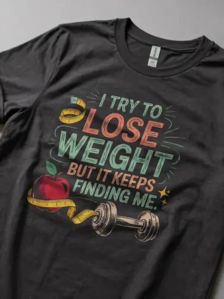 Funny Weight Loss T-Shirt for Women – I Try to Lose Weight but It Keeps Finding Me - Image 6