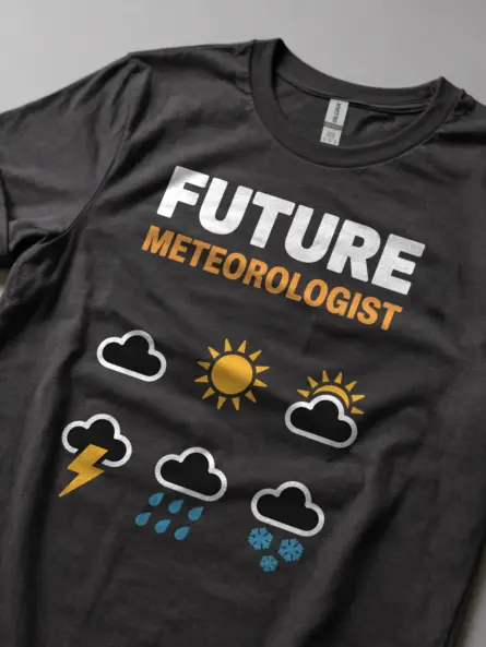 Unique Future Meteorologist T-Shirt with Weather Icons - Image 5