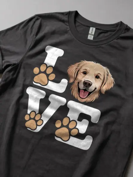 Golden Retriever Love Shirt – Adorable Minimalist Dog Lover Tee - Image 5