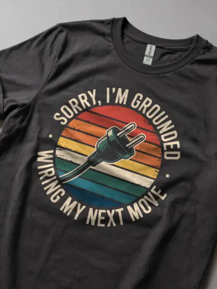 Grounded Electrician T-Shirt – Vintage Hard Hat Design - Image 6